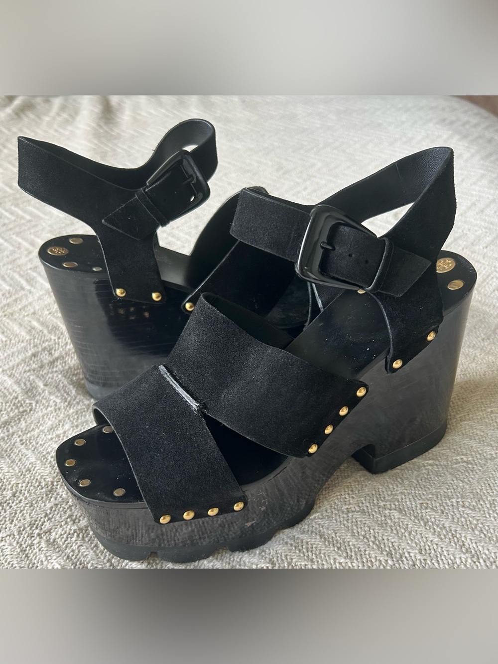 Tory Burch Stud Clog Platform Sandal Black/Gold Women’s 
Size 7 M